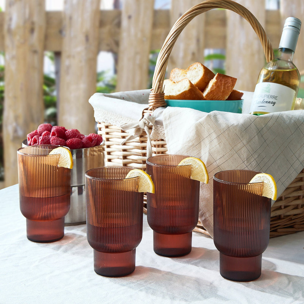 Fluted Acrylic Highball Glassware (Set of 4)