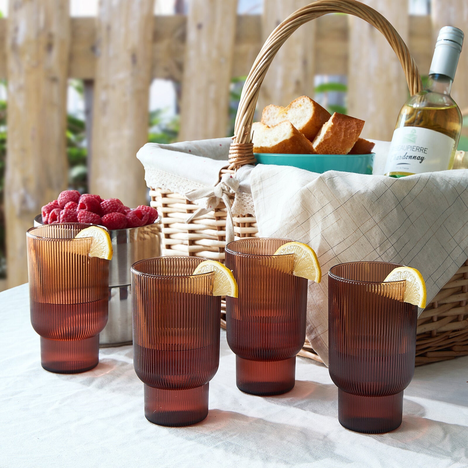 Fluted Acrylic Highball Glassware (Set of 4)