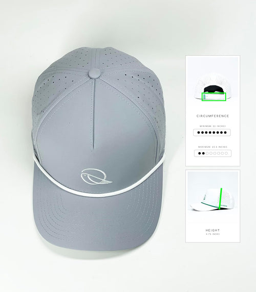 Golf Hat Snapback with Rope Design, Breathable, Quick Drying, High Performance, the Captain Golf Cap Gray