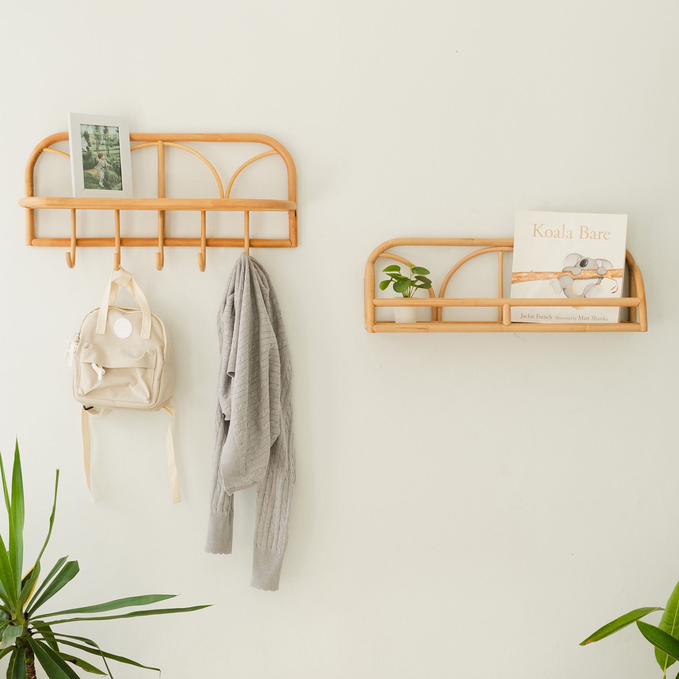 Kids Rattan Hanging Wall Shelf