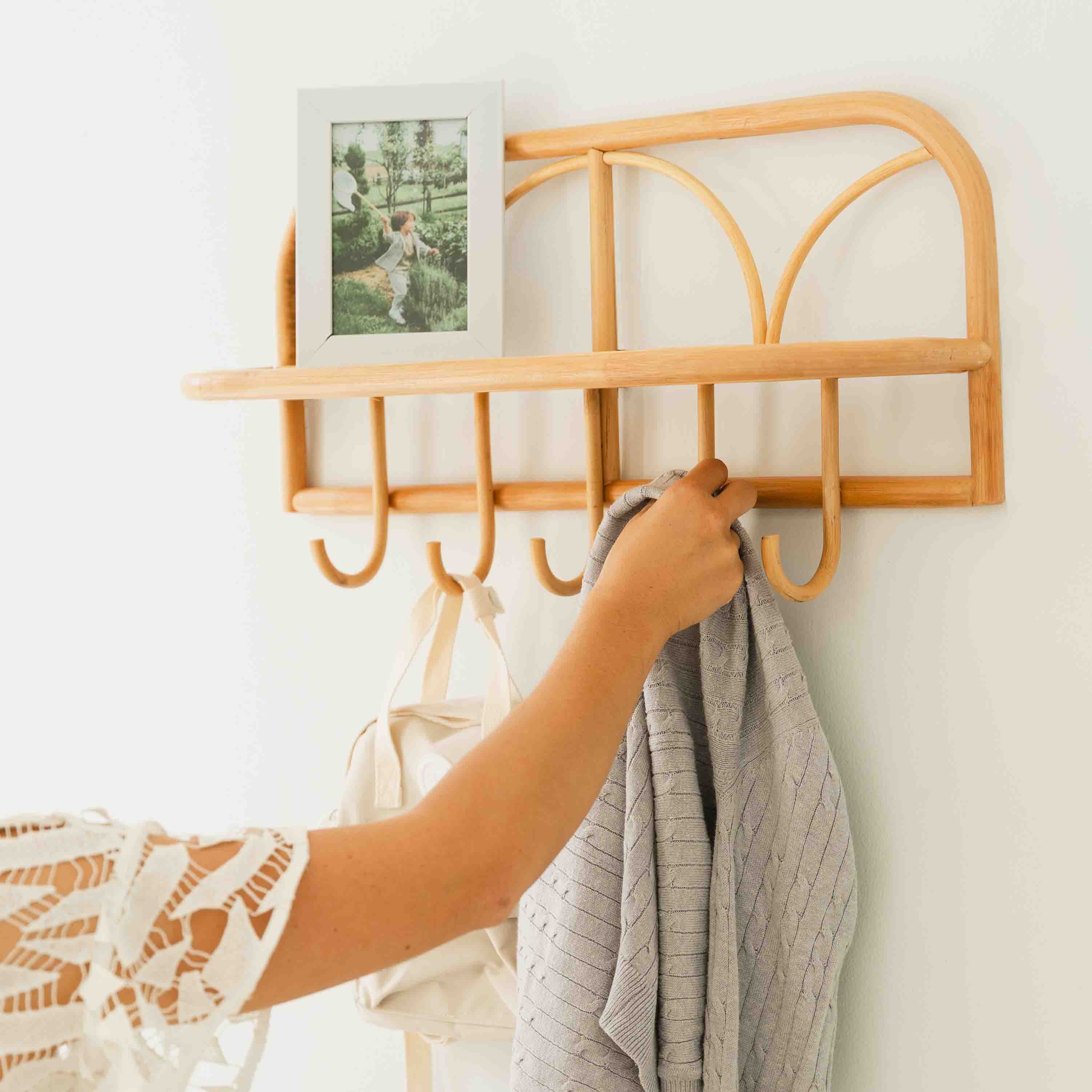 Kids Rattan Hanging Wall Shelf
