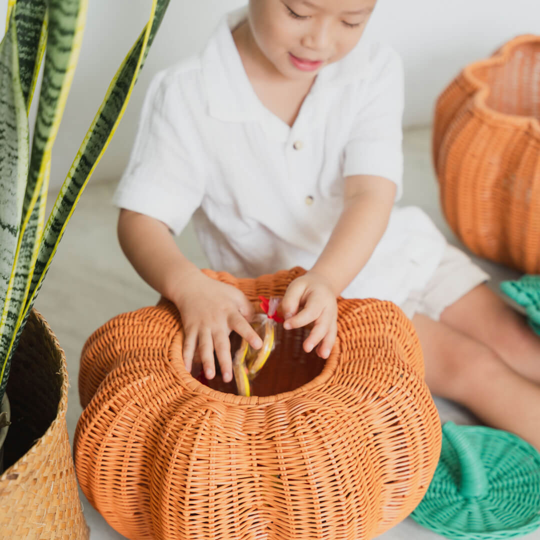 Pumpkin Rattan Basket