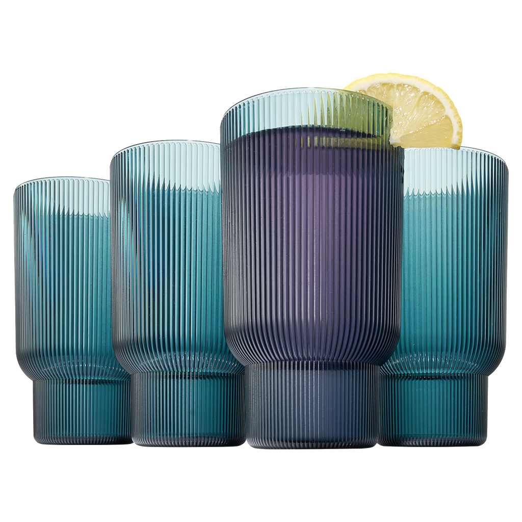 Fluted Acrylic Highball Glassware (Set of 4)