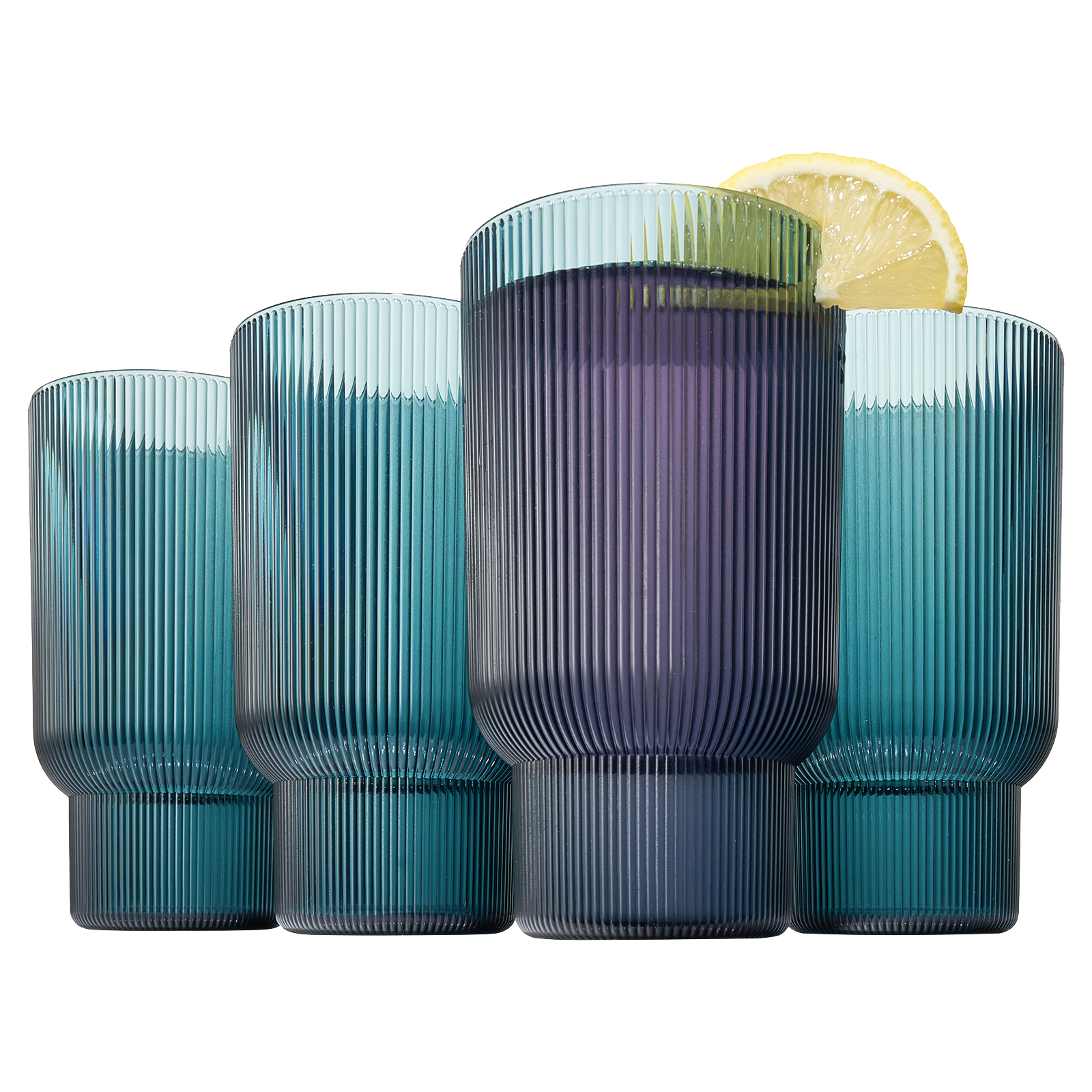 Fluted Acrylic Highball Glassware (Set of 4)