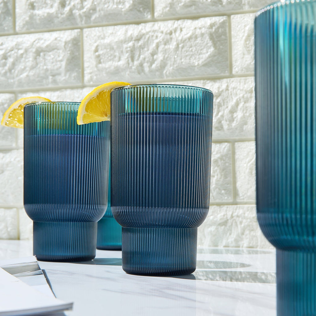 Fluted Acrylic Highball Glassware (Set of 4)