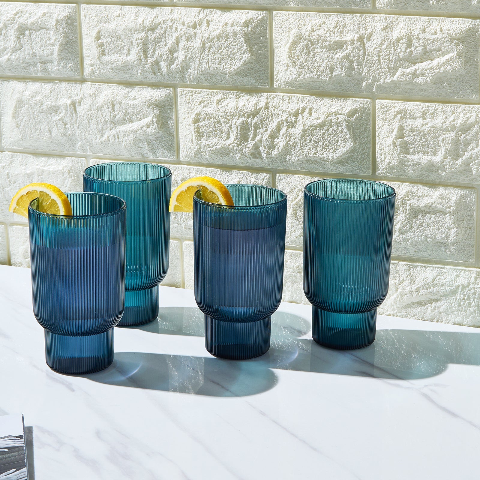 Fluted Acrylic Highball Glassware (Set of 4)