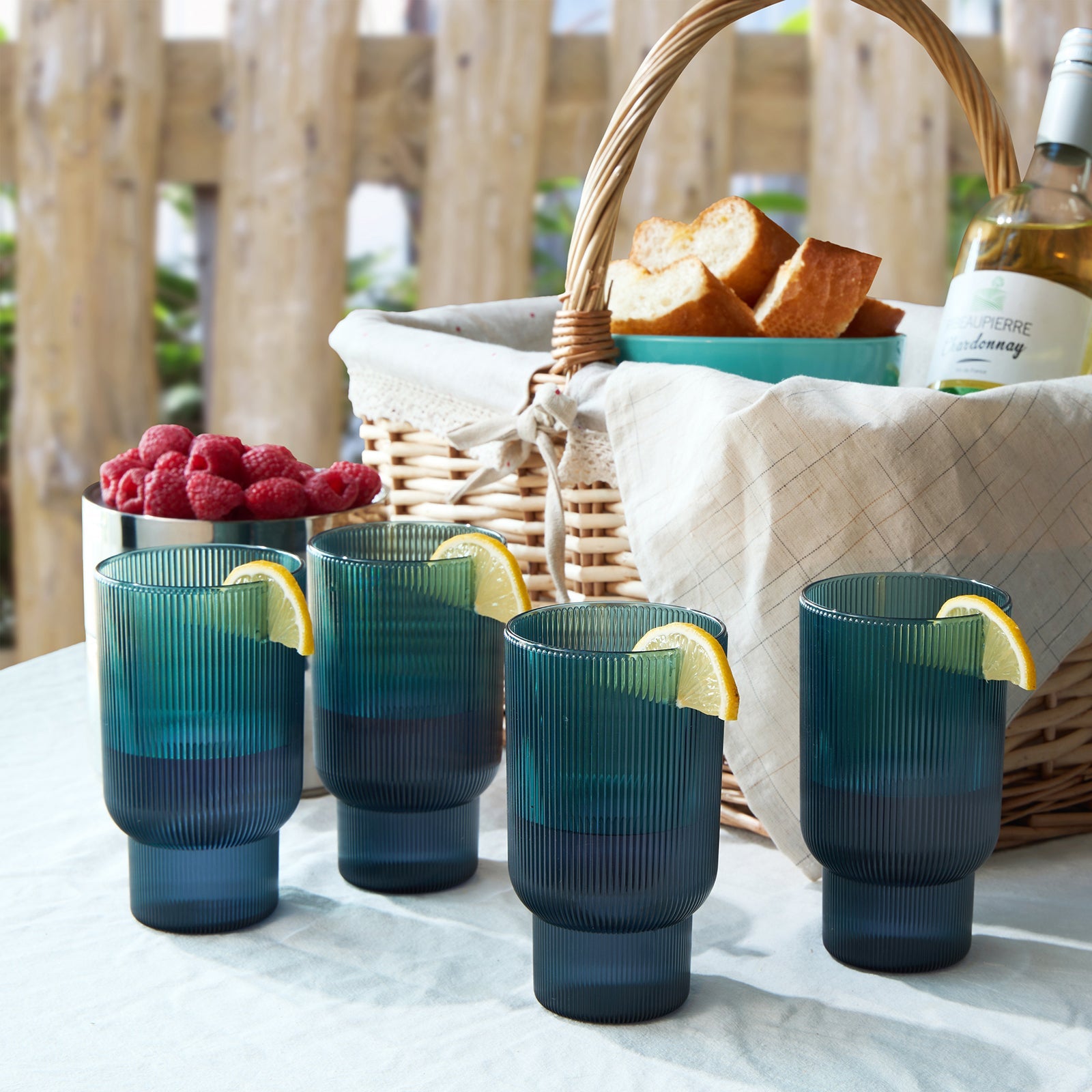 Fluted Acrylic Highball Glassware (Set of 4)