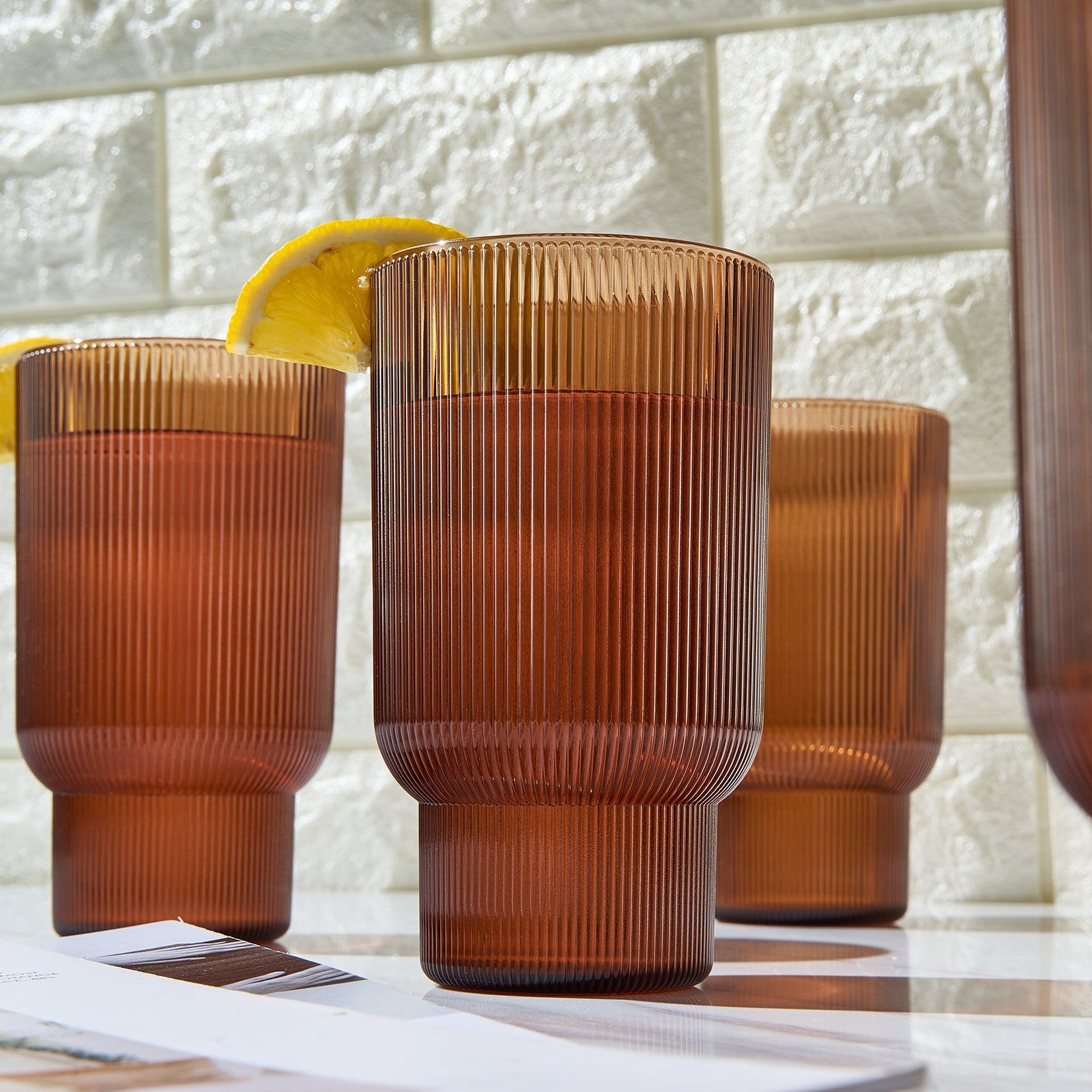 Fluted Acrylic Highball Glassware (Set of 4)
