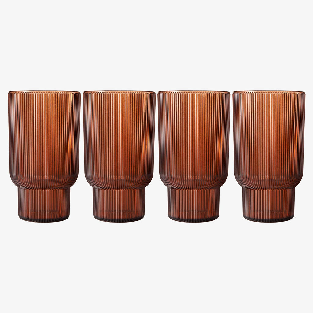 Fluted Acrylic Highball Glassware (Set of 4)