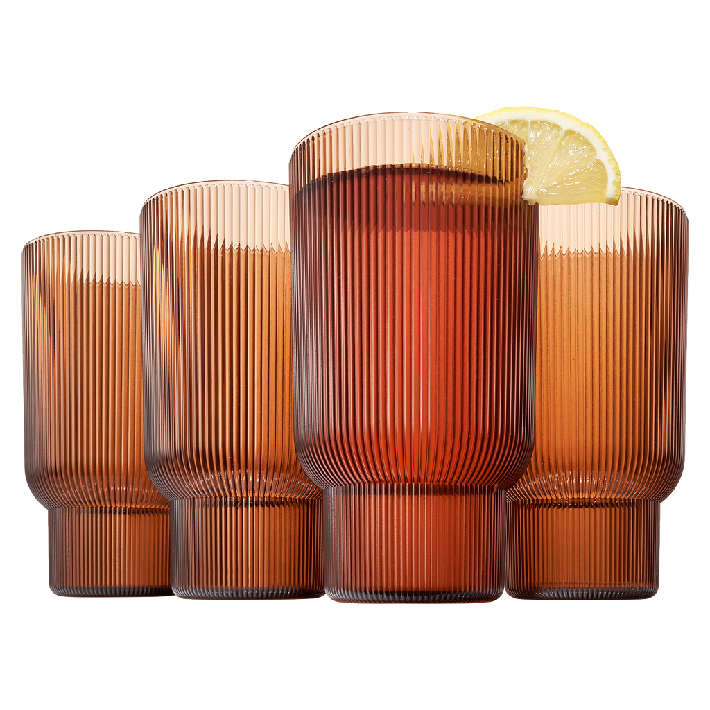 Fluted Acrylic Highball Glassware (Set of 4)