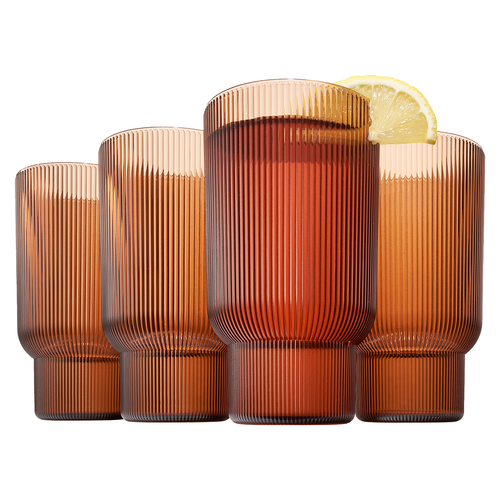 Fluted Acrylic Highball Glassware (Set of 4)