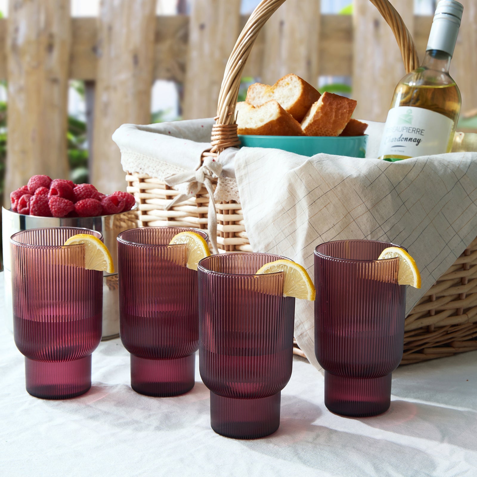Fluted Acrylic Highball Glassware (Set of 4)
