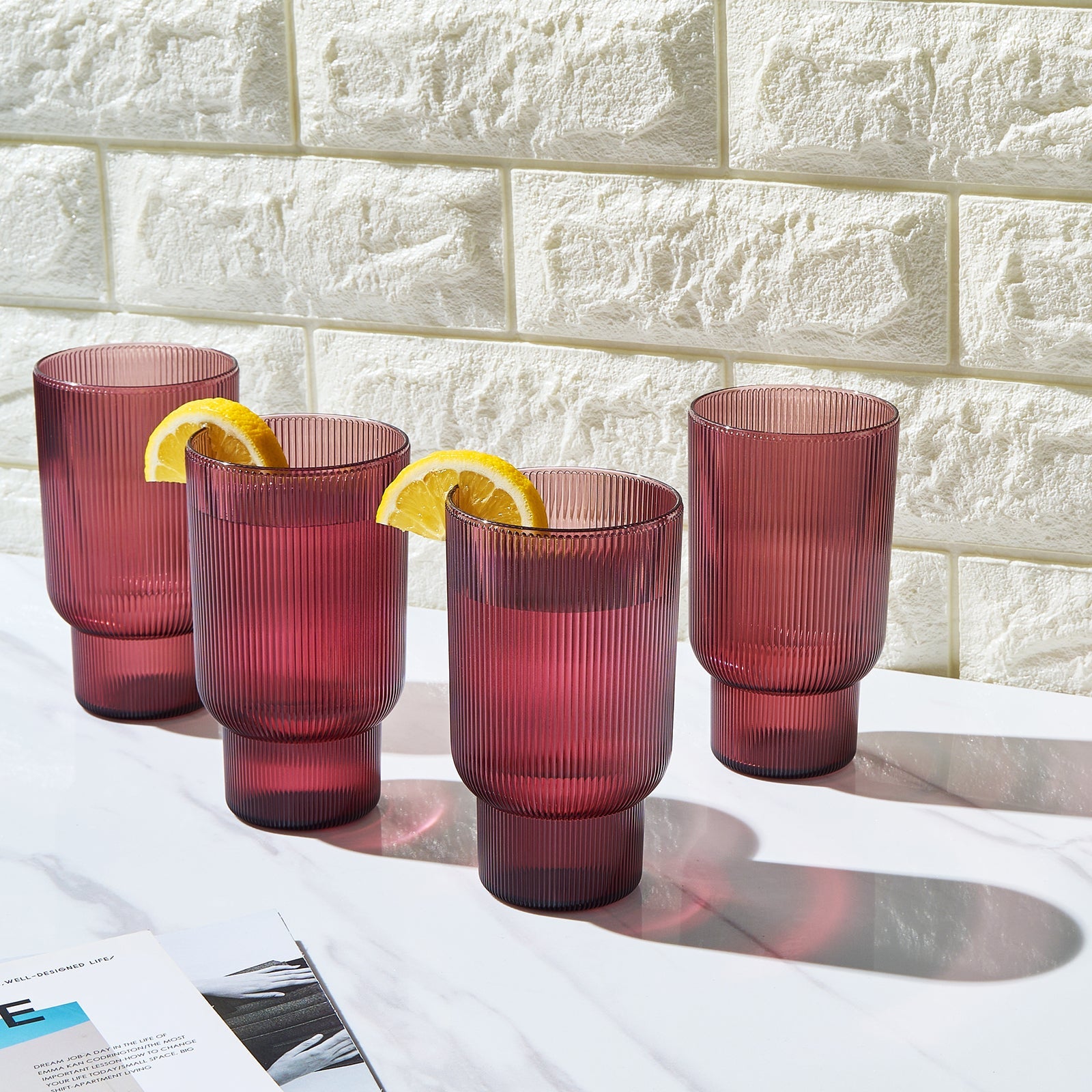 Fluted Acrylic Highball Glassware (Set of 4)