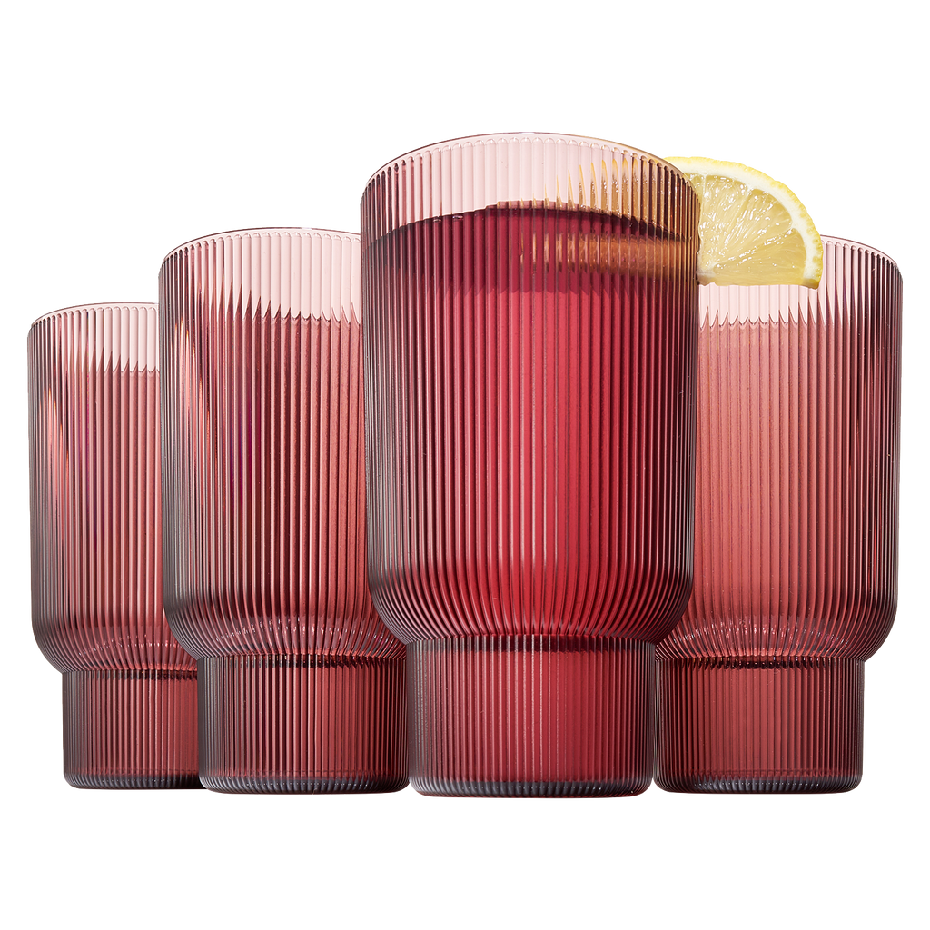 Fluted Acrylic Highball Glassware (Set of 4)