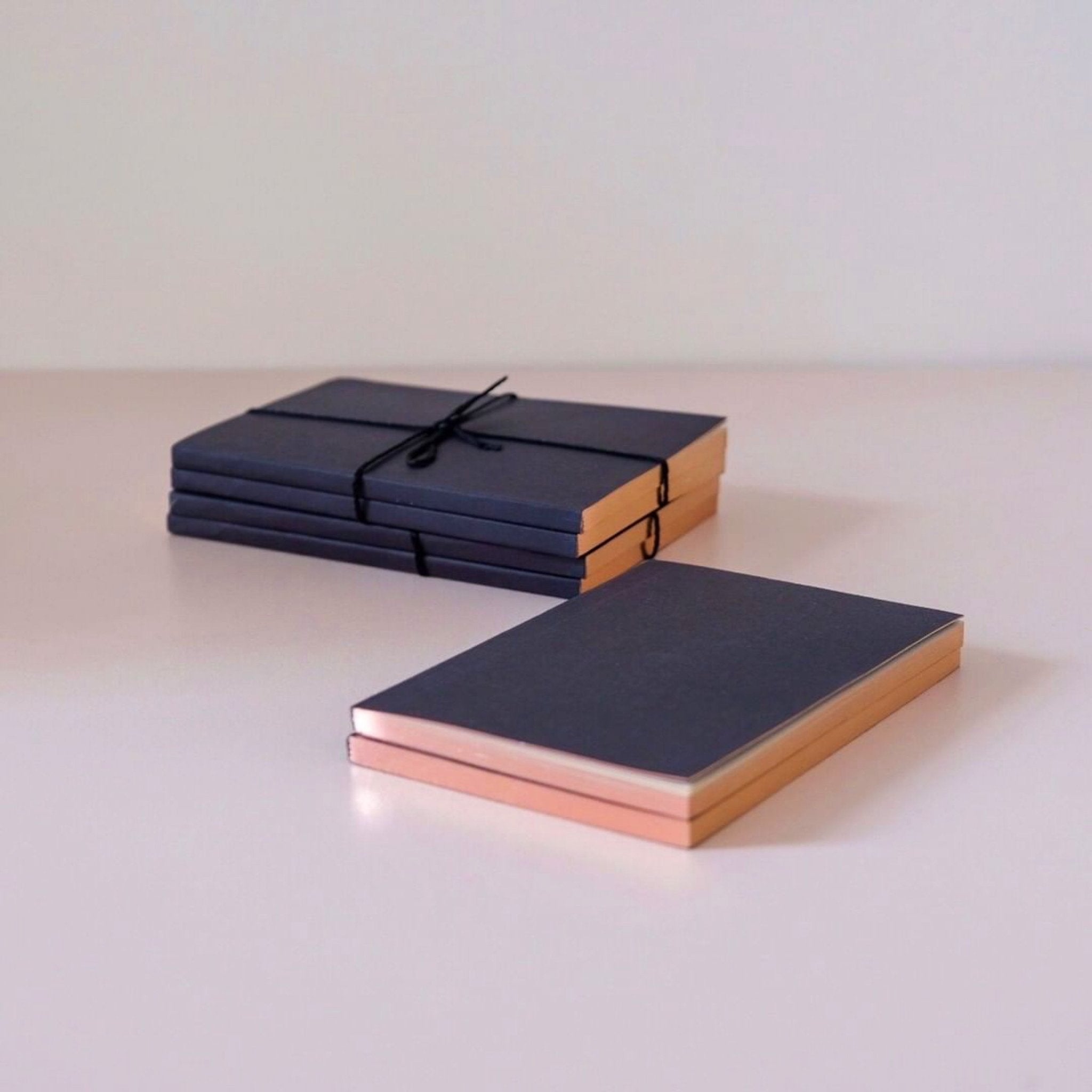 Little Black Notebooks with Rose Gold Edging (Set of 2)