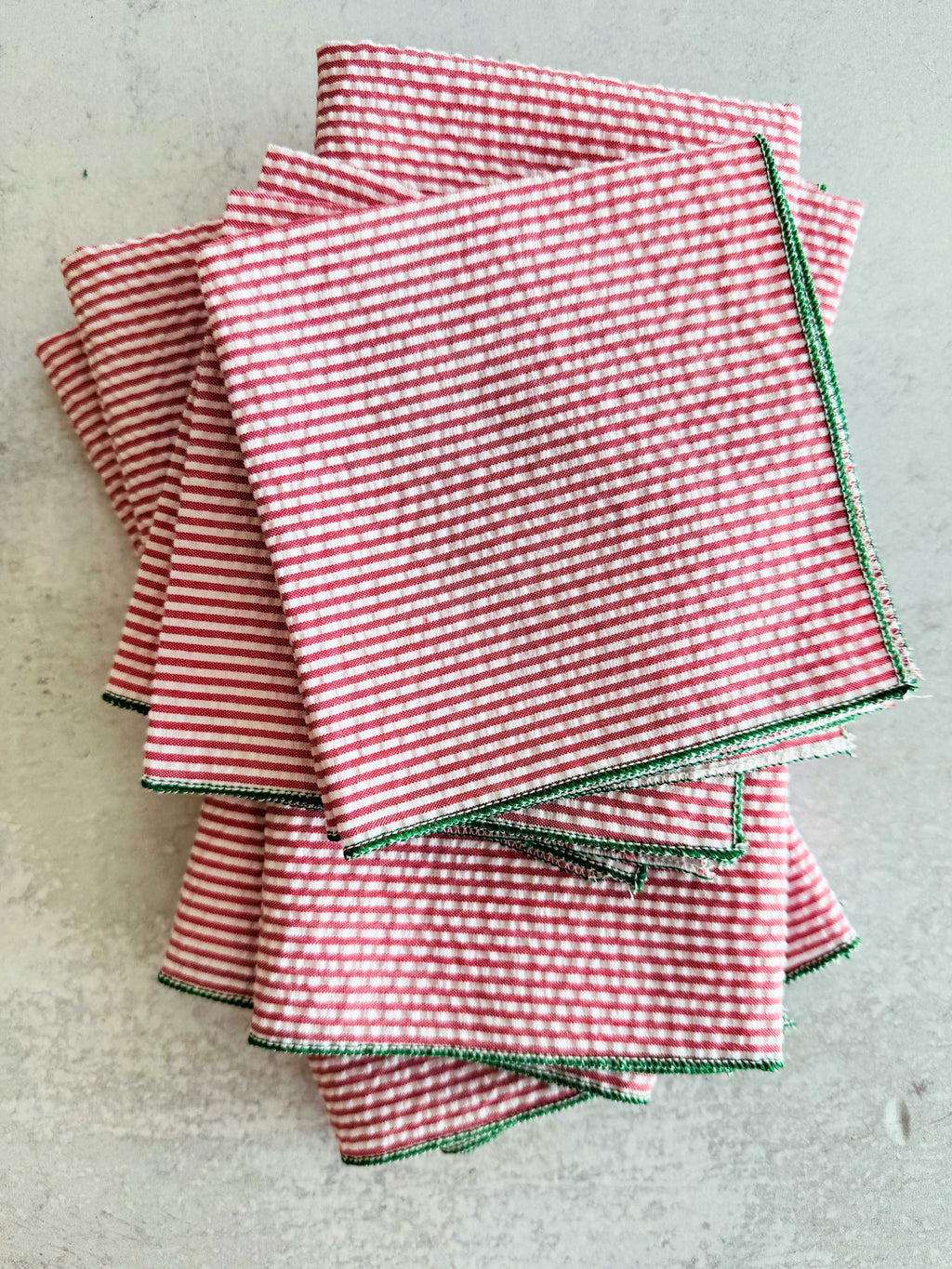Holiday Seersucker Red + Green Cloth Napkins (Set of 4)