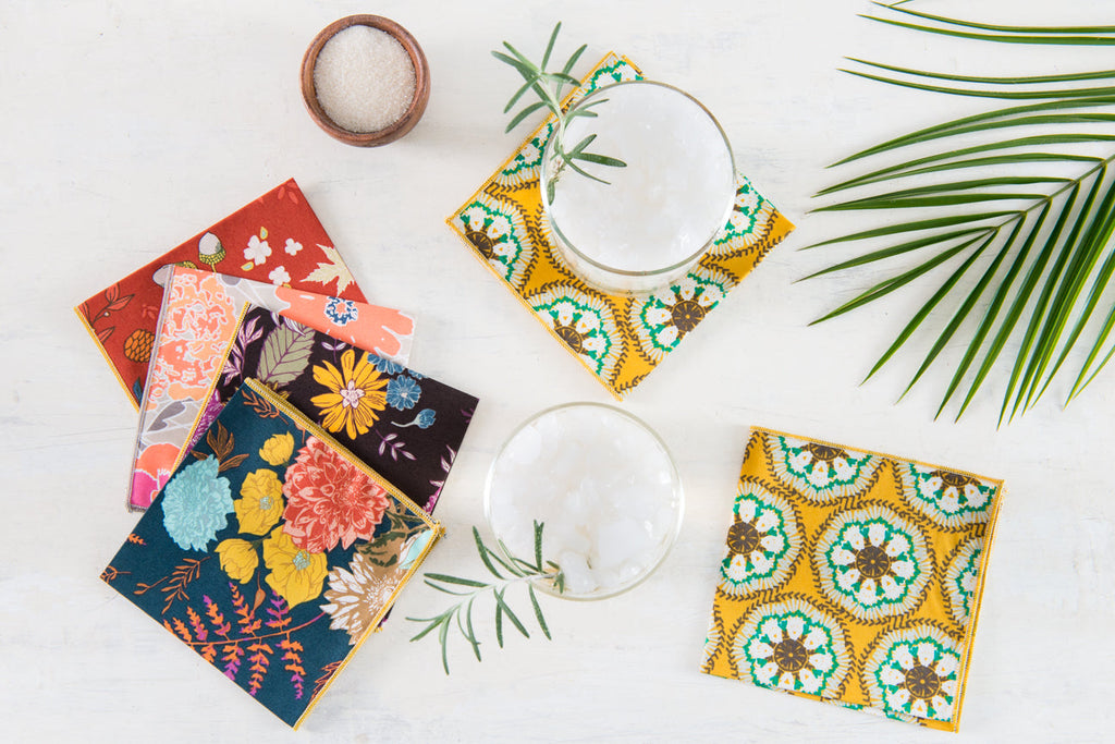 Winter Blue Floral Cloth Napkins (Set of 4)