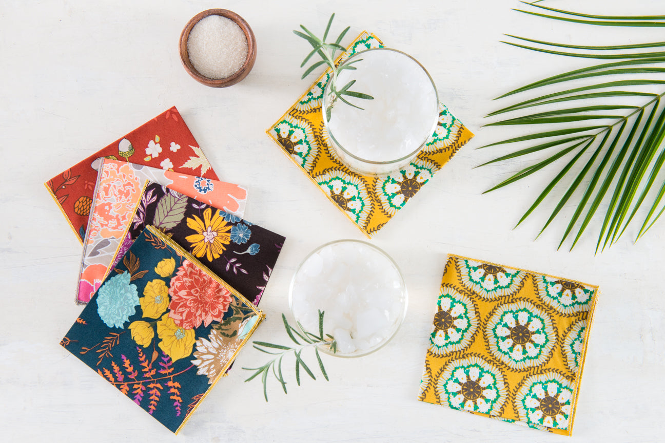 Winter Blue Floral Cloth Napkins (Set of 4)