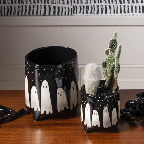 Hand Painted Ghost Pot