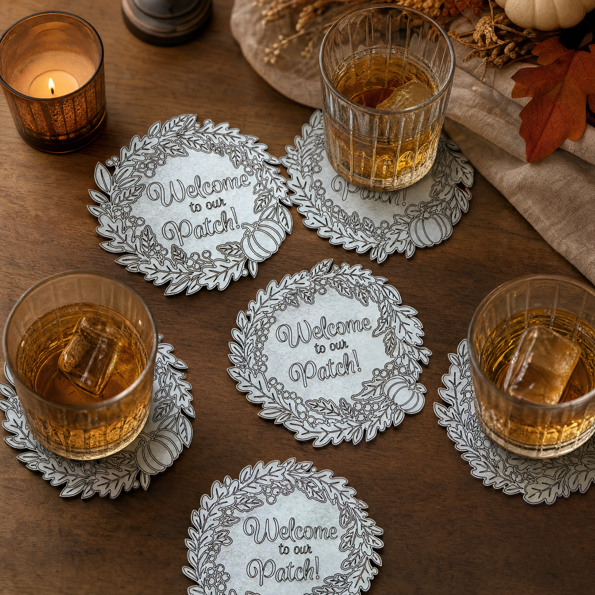Welcome to Our Patch! — Fall Coasters (Set of 25)