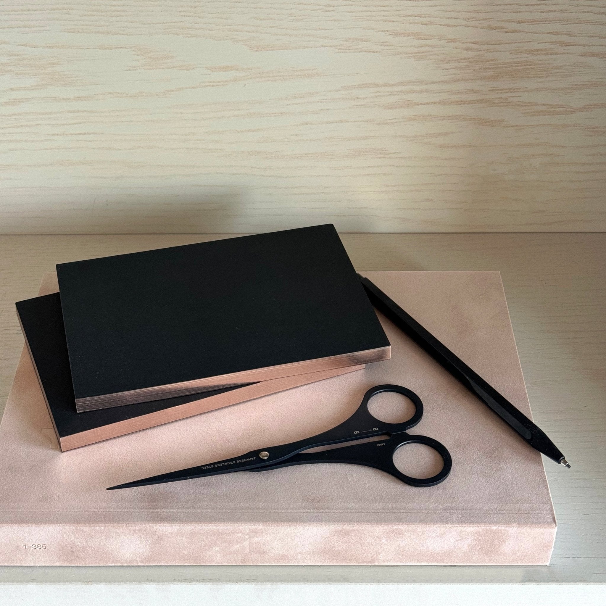 Little Black Notebooks with Rose Gold Edging (Set of 2)