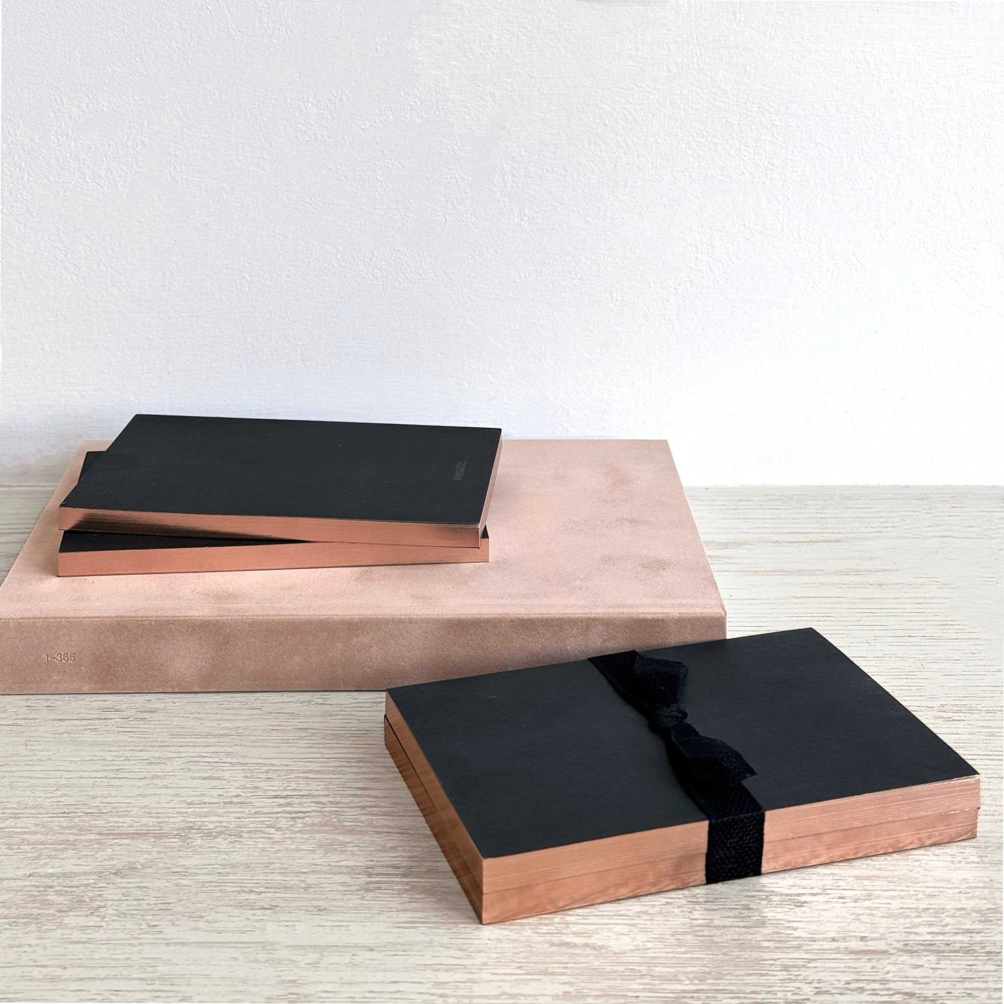 Little Black Notebooks with Rose Gold Edging (Set of 2)