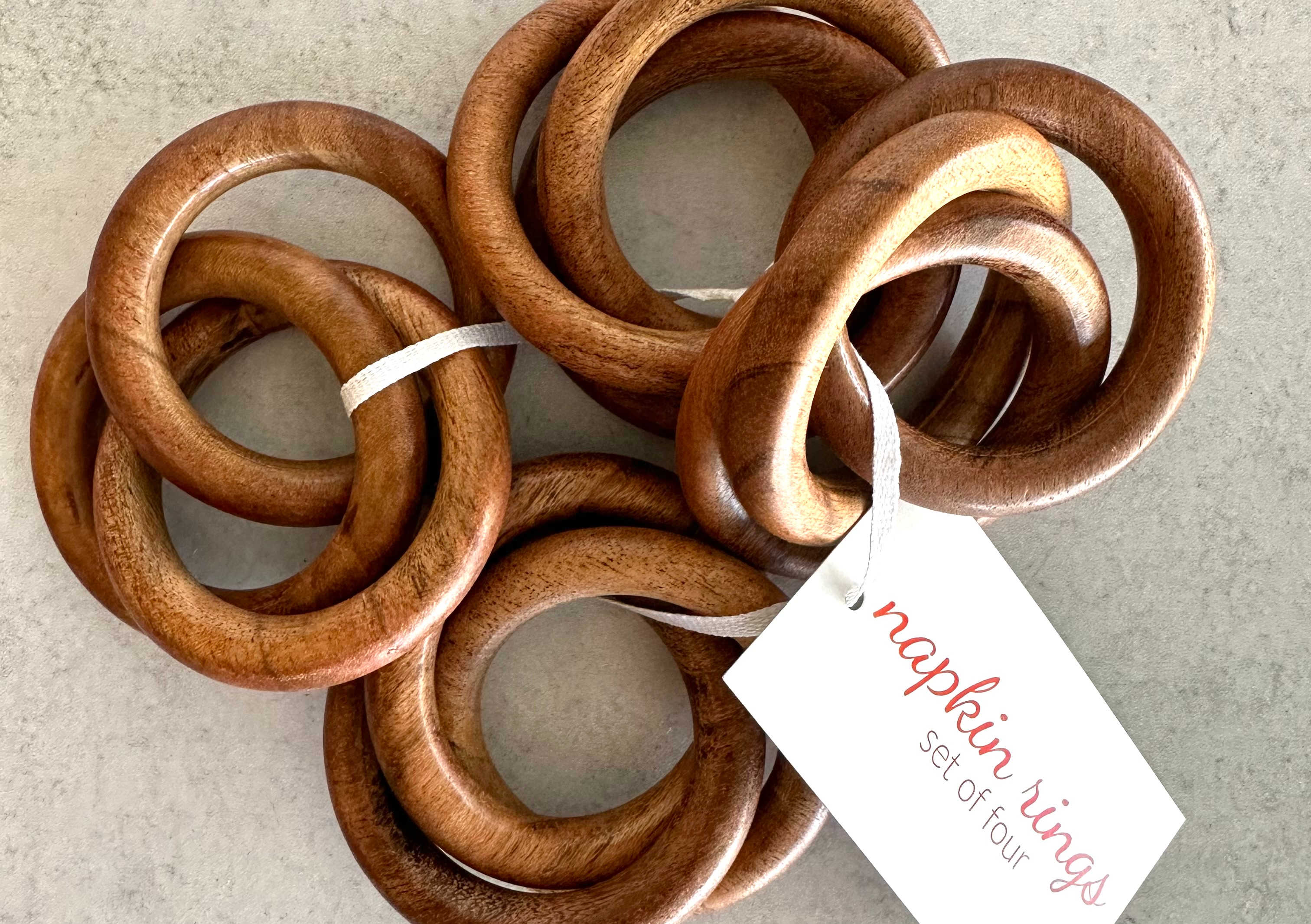 Wood Bangles Napkin Rings (Set of 4)